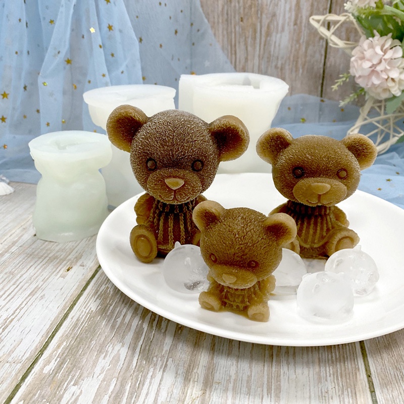 Khuôn Silicone Làm Đá/Xà Phòng/Sô Cô La DIY Hình Gấu Teddy