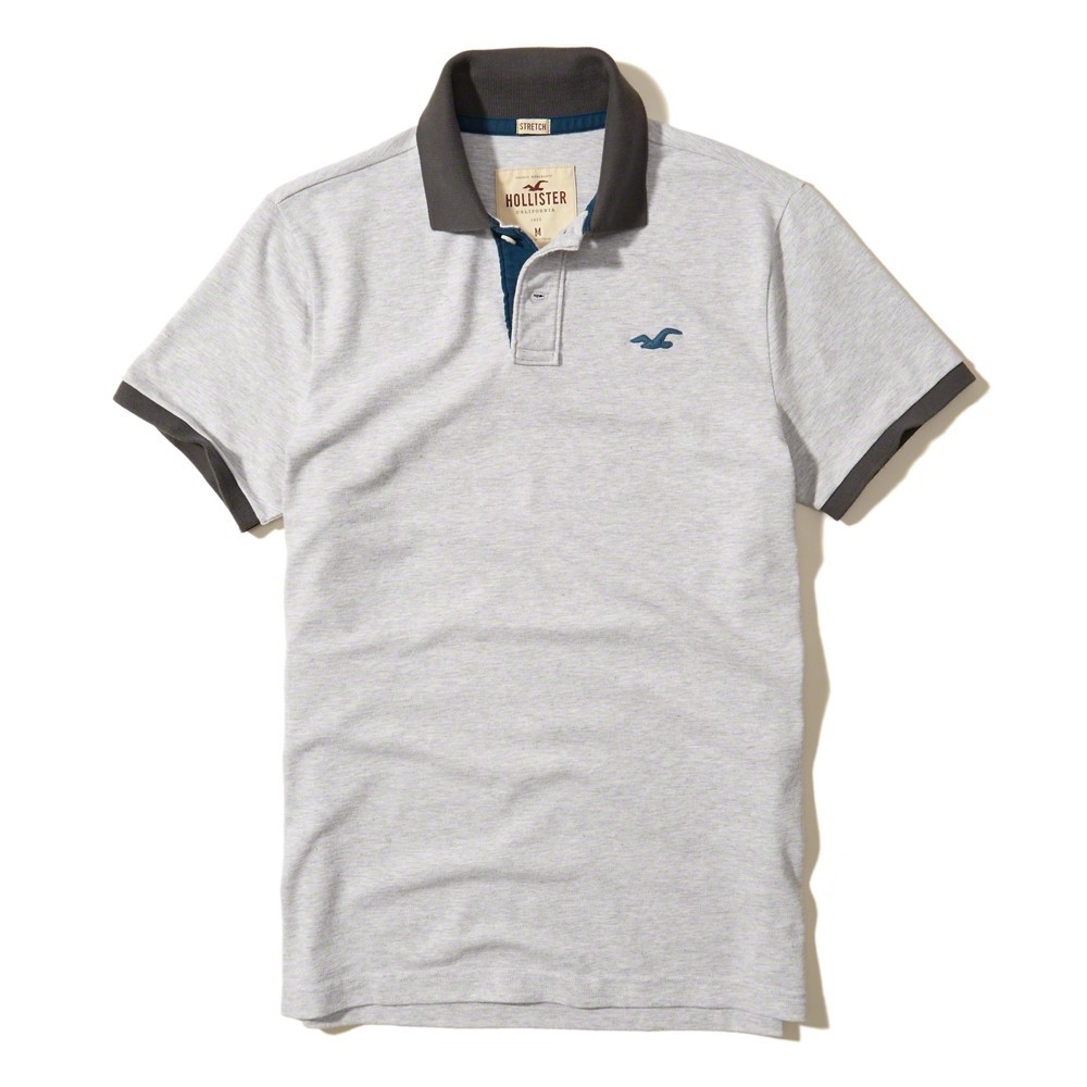 Áo thun nam Hollister HOL-PO132 Stretch Pique Icon Polo Heather Light Grey