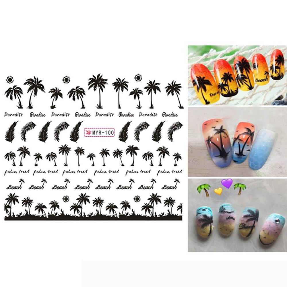 Miếng dán trang trí móng tay họa tiết cây dừa biển sành điệu