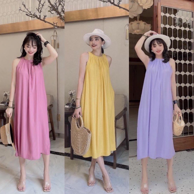 Váy đũi yếm - Maxy đũi chất đũi lụa hàng đổ shop