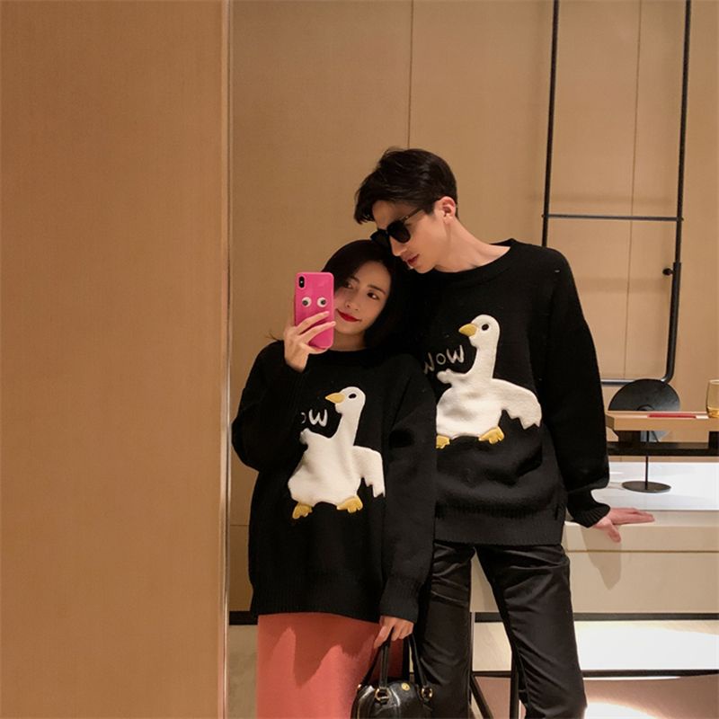 Áo Sweater Cặp Đôi Nam Nữ Hoạ Tiết Vịt 💫😍 Odertaobao 🛍️
