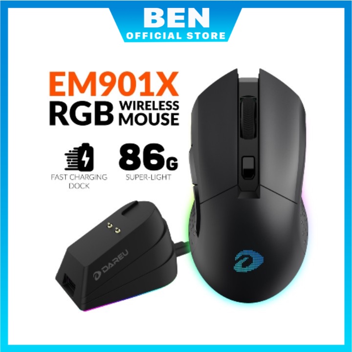 [Mã 44ELSALE2 giảm 7% đơn 300K] Chuột không dây Dareu EM901X RGB Superlight Wireless Gaming - Hàng chính hãng