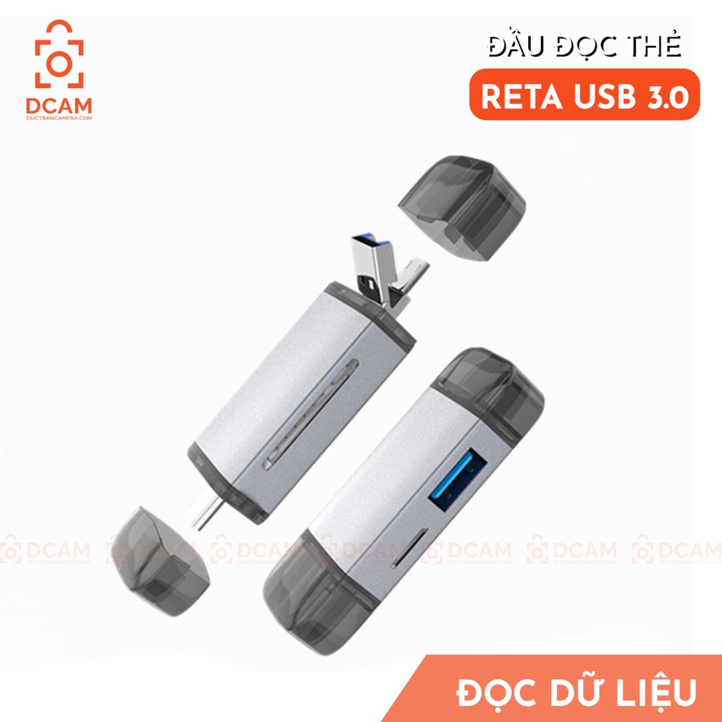 Đầu đọc thẻ nhớ đa năng tốc độ cao RETA USB 3.0 cho Điện thoại, Laptop, PC và Macbook