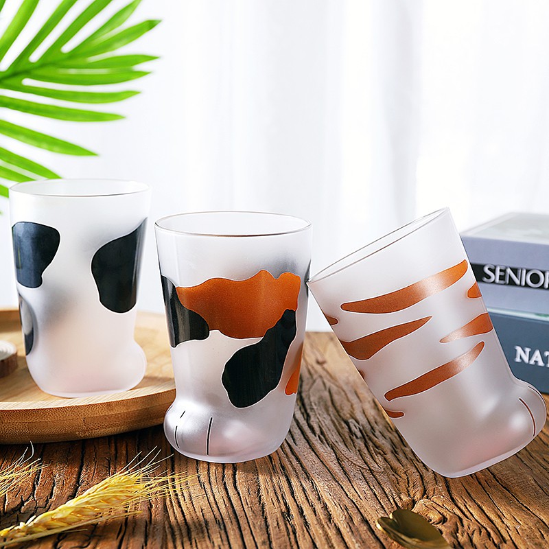 1PC Creative Printing Cup Handmade Cat's Claw Coffee Cup Milk Cup Vibrato Net Celebrity Student Cute Trend Glass