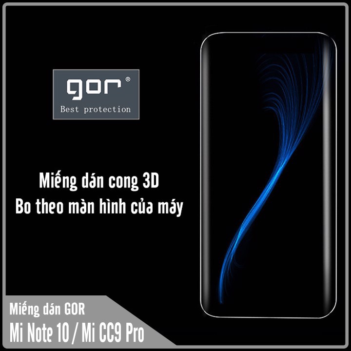 Bộ 2 miếng dán dẻo 3D hãng Gor cho Xiaomi CC9 Pro / Mi Note 10 trong suốt chống bám vân tay ôm trọn màn hình cong máy