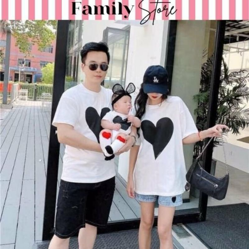 Áo phông gia đình 3/4/5 người hình trái tim chất vải mát, giá rẻ. Familystore