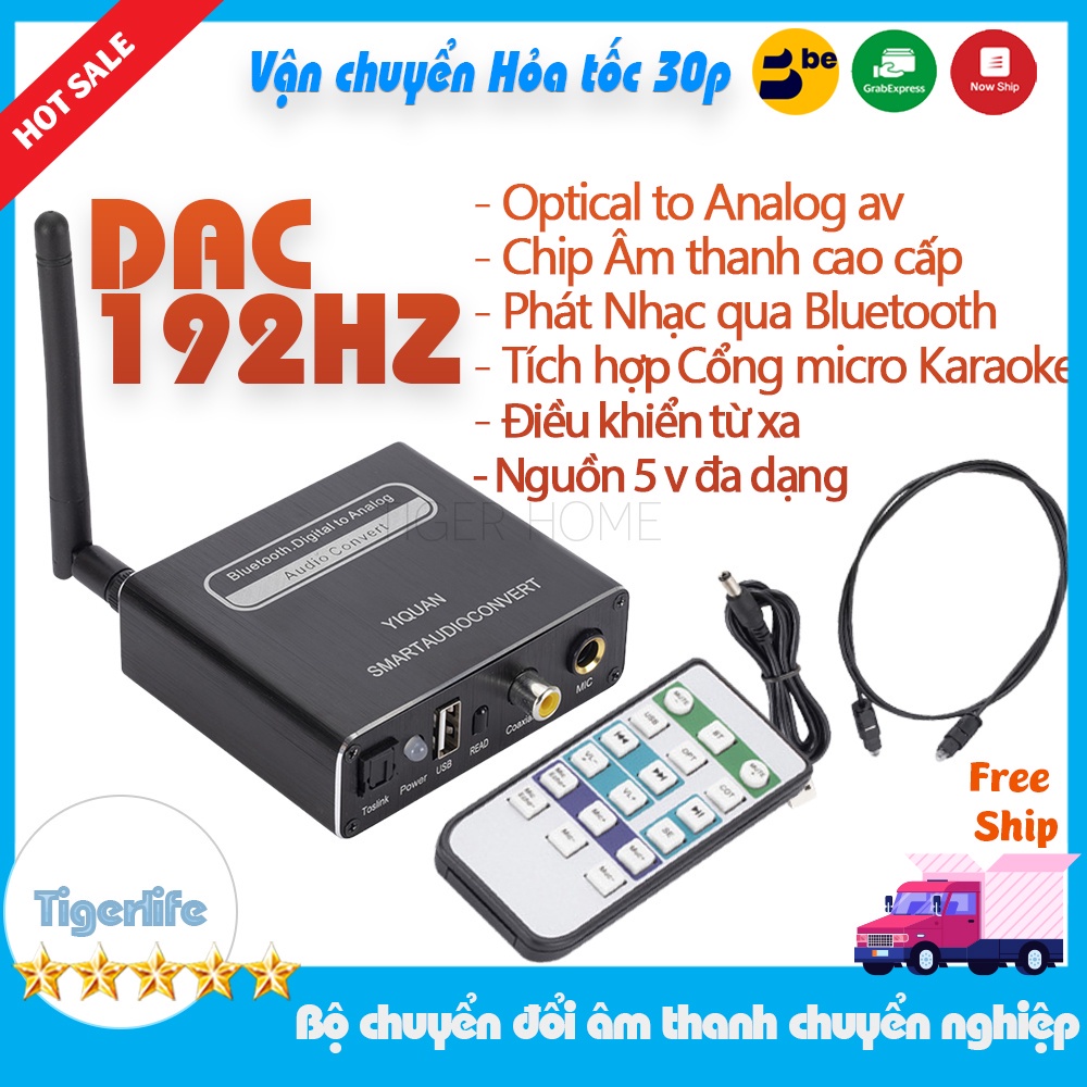 Bộ chuyển đổi âm thanh, cổng quang ra av 3.5 tích hợp bluetooth, USB, Micro karaoke cho chất âm chuyên nghiêp có angten