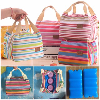 Túi giữ nhiệt kẻ ngang + 2 đá nhựa sóng