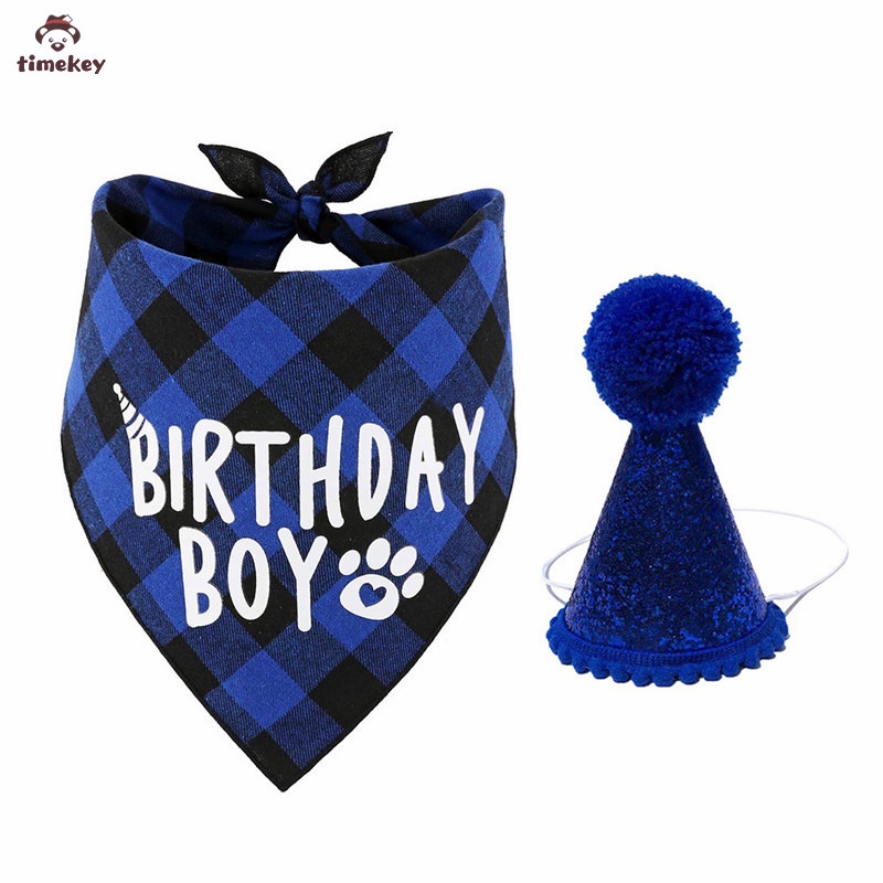 Khăn cotton/ Mũ dễ thương/ Set trang trí sinh nhật kỷ niệm có thể giặt được cho thú cưng cún và mèo