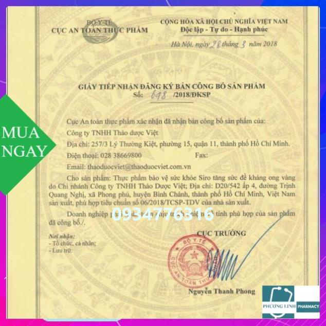 SIRO TĂNG SỨC ĐỀ KHÁNG ONG VÀNG Hộp 30 gói
