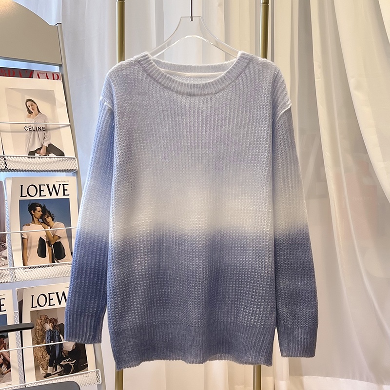 Áo sweater Dệt Kim Thay Đổi Màu Sắc Phong Cách Hàn Quốc