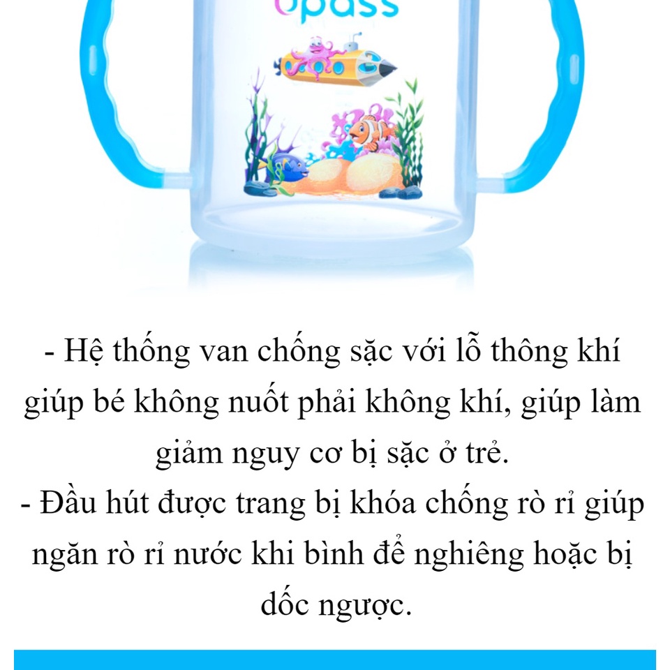 Bình Tập Uống Upass Hai Tay Cầm Đầu Mềm UP0737YH (200 ml)