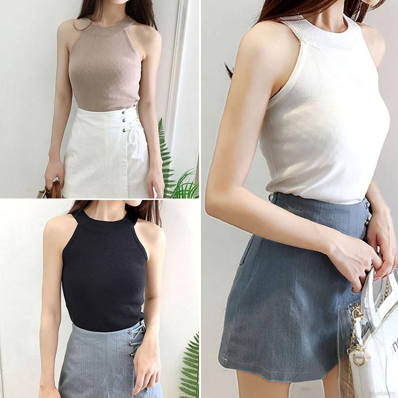 Áo dệt kim màu trơn thiết kế cổ yếm quyến rũ | BigBuy360 - bigbuy360.vn