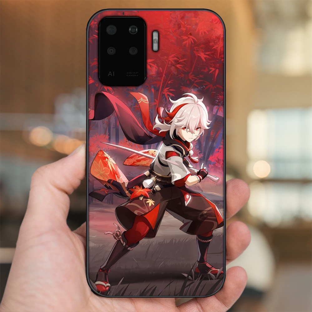 Ốp lưng Oppo A94 viền đen in hình Kazuha Genshin Impact