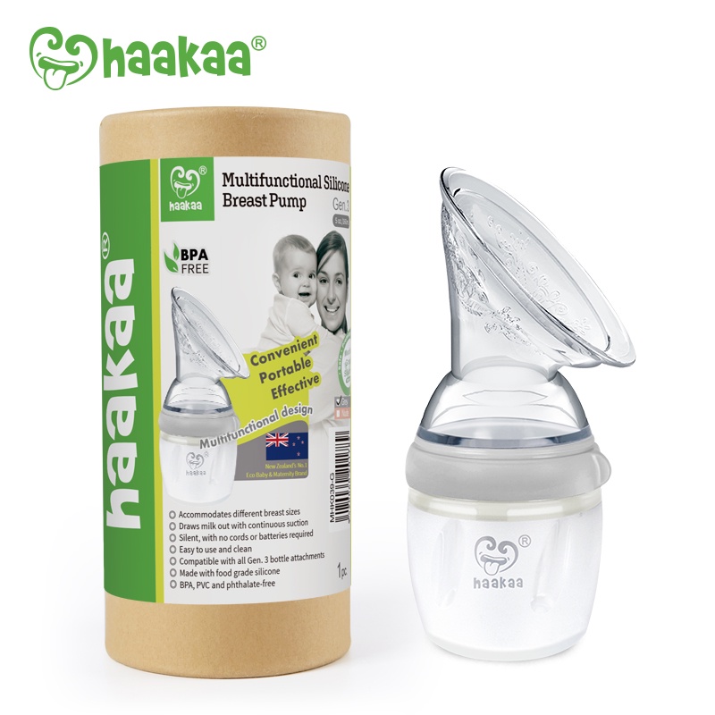 Cốc hứng sữa đa năng Silicone Gen3 HaaKaa 160/250ml, Phụ kiện hoa chặn, dây đeo, nắp đậy