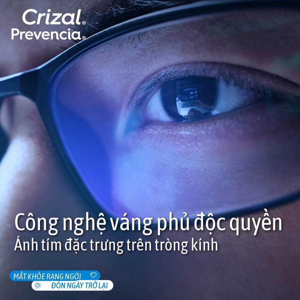 [Mã MATK4545 GIẢM 300k Đơn Tối Thiểu 1tr] Tròng Kính Pháp Essilor Lọc Ánh Sáng Xanh Thông Minh Crizal Prevencia 1.56