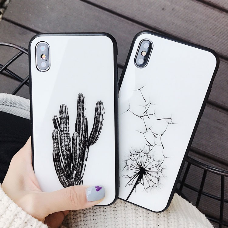 Ốp iphone Kính Cường Lực Xương Rồng - Bồ Công Anh cho 6/6s/7/8/x/xr/xsmax/11/12/13/plus/splus/mini/pro/promax/max-k207
