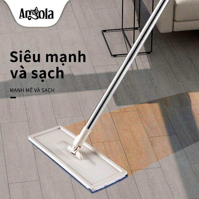 Cây lau nhà thông minh tự vắt Angola D01 xoay 360 độ, Bộ chổi lau nhà tự vắt thông minh 2 ngăn chính hãng cao cấp