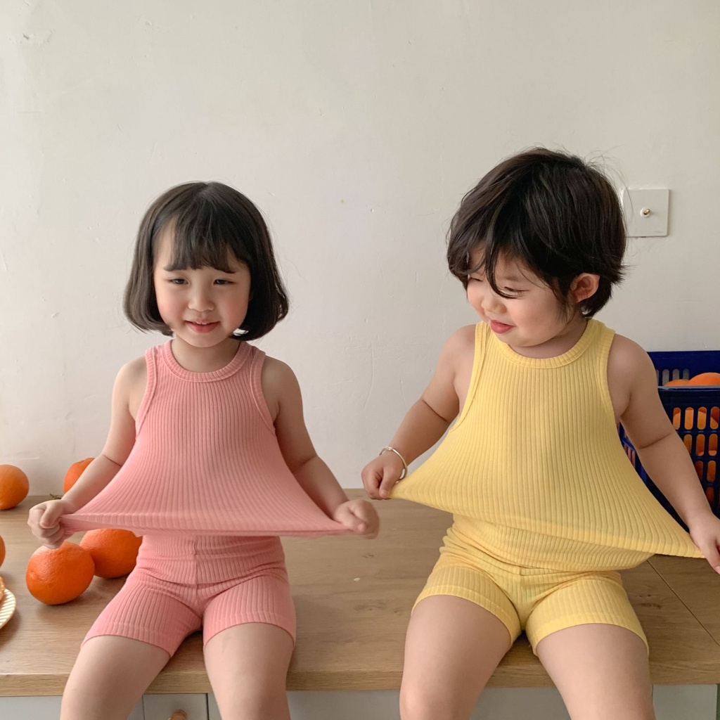 Lyvyshop - (Hàng chính phẩm) Bộ quần áo ba lỗ bé trai, bé gái siêu dễ thương từ 09-26kg