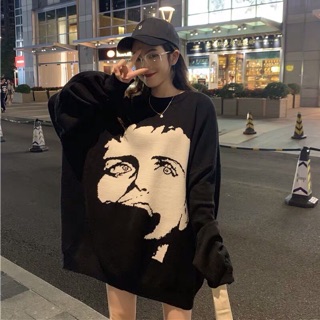 [order] Áo len hình mặt oversize dáng rộng