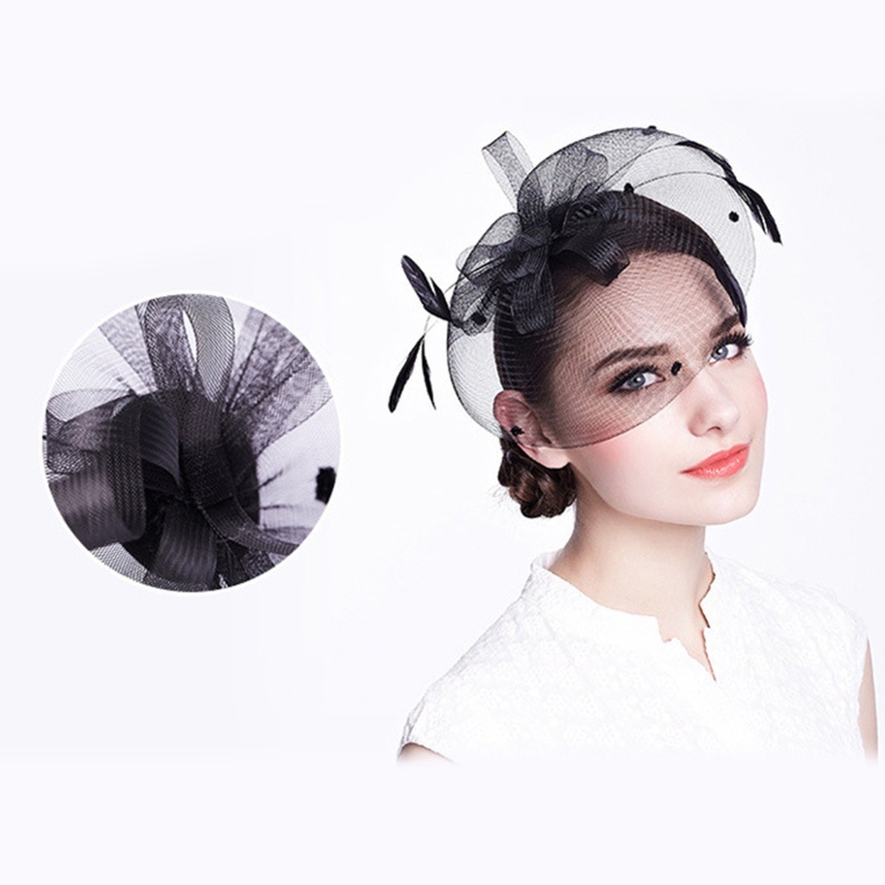 Băng Đô Cài Tóc Phối Lưới Đính Lông Vũ Dùng Hóa Trang Dịp Giáng Sinh