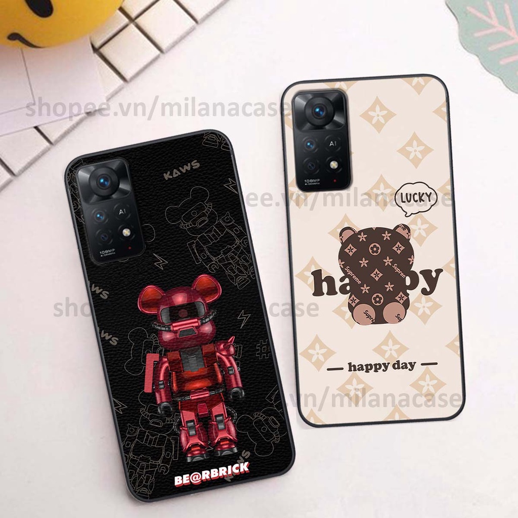 Ốp Xiaomi Redmi Note 11 4G / Note 11S / Note 11 Pro 5G gấu be@rBrick gấu Teddy Kaws siêu đẹp, phong cách, cá tính