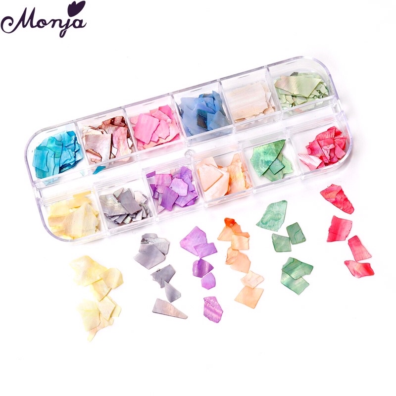 Xà cừ 12 màu khay dài làm Nail Hàn siêu đẹp