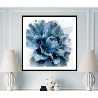 Tranh canvas treo tường hoa hồng xanh nghệ thuật khung bản gỗ LIN995- 60 x 60 cm