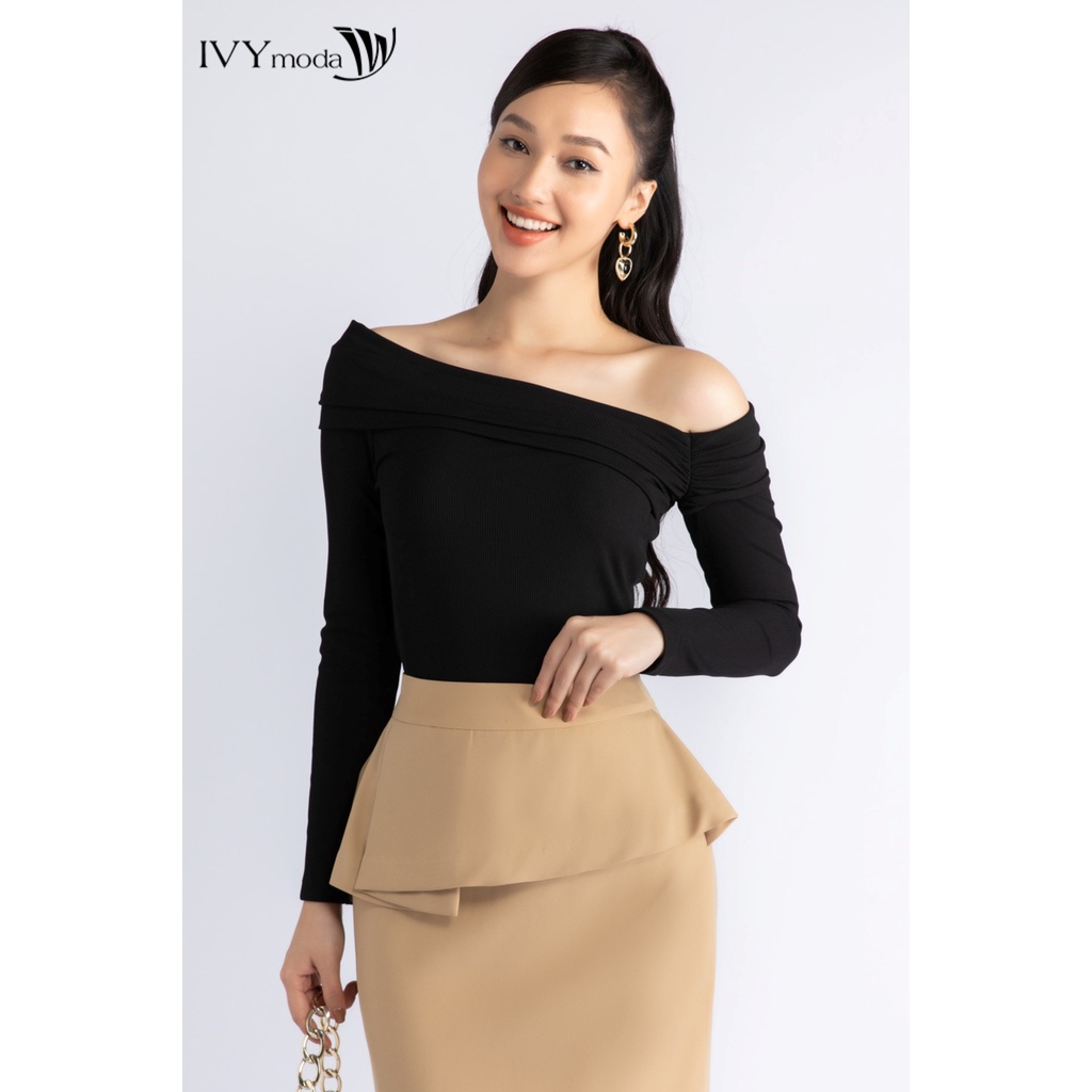 Áo thun nữ ôm trễ vai IVY moda MS 58M6826