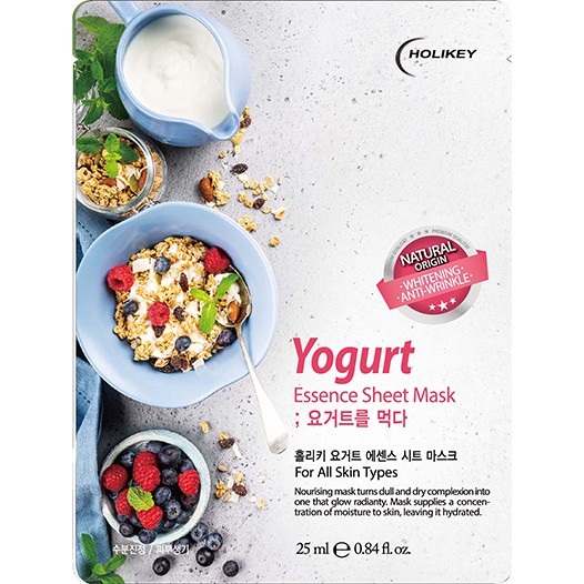 10 Mặt nạ HOLIKEY YOGURT RED GINSENG ESSENCE SHEET MASK sữa chua tái tạo da làm mờ các vết thâm