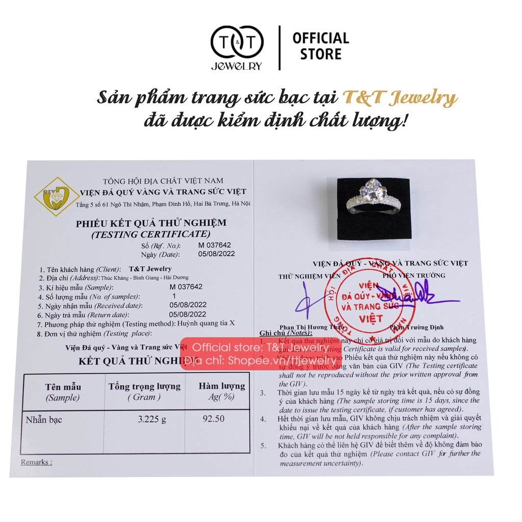 Nhẫn Bạc Nữ Hoa 4 Cánh s925 T&amp;T Jewelry cao cấp NN022