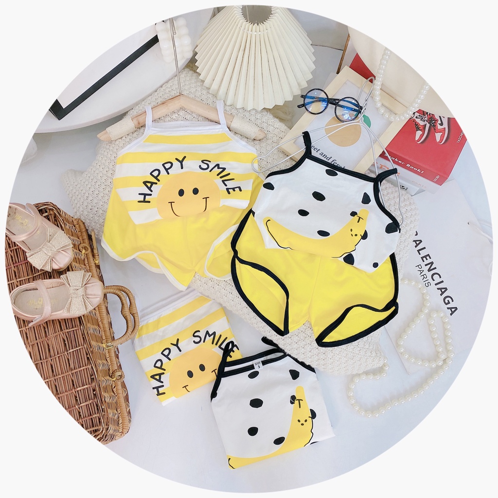 HD10 Bộ 2 Dây Hoạ Tiết Happy Smile Cho Bé Chất Liệu Vải Cotton Mềm Mại Co Giãn Đủ Size Từ 8-16Kg VNXK Nhật-Hàn