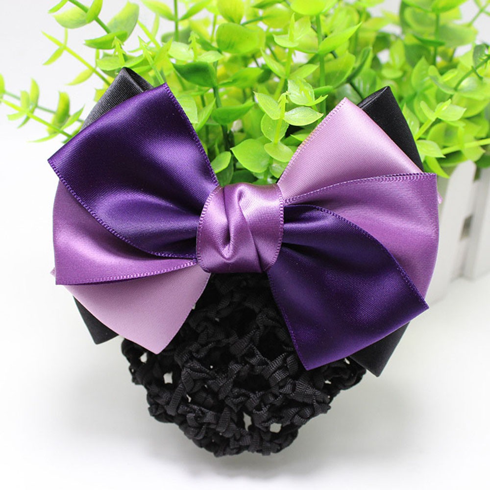 Kẹp Lưới Búi Tóc Đính Nơ Vải Satin