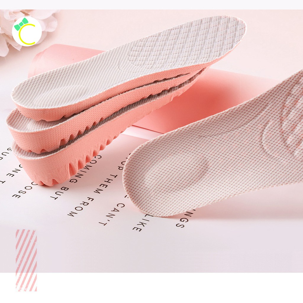Lót giày tăng chiều cao 1.5cm, 2.5cm, 3cm với đế tổ ong màu hồng mặt vải kem - Cami - CMPK156