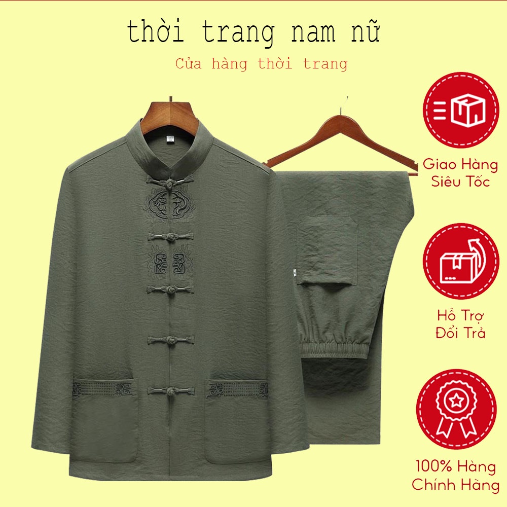 Trang Phục Thời Đường Nam Bộ Đồ Dài Tay Bộ Đồ Công Phu Thêu Tay Trang Phục Tập Luyện Buổi Sáng