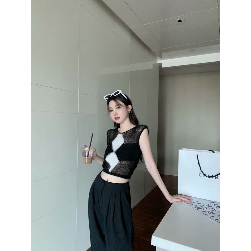 HUANG YOYO Áo Len Không Tay Phong Cách Hàn Quốc Thời Trang Cho Nữ