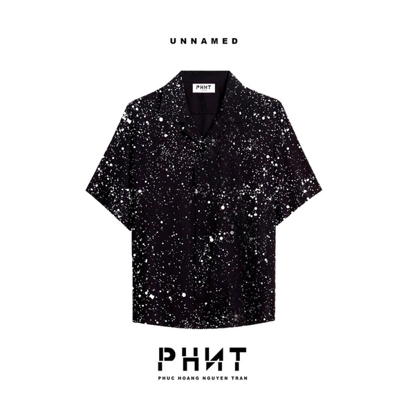 ÁO SƠ MI SHORT SLEEVED SHIRT IN PAINT DOT PRINTED LINEN