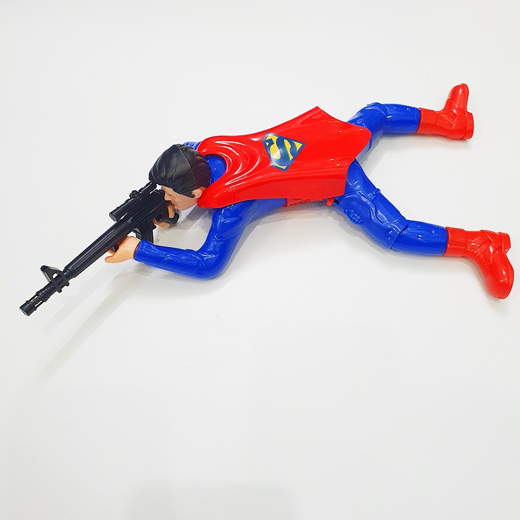 Đồ chơi người nhện đội trưởng Mỹ Siêu nhân bò bắn súng.