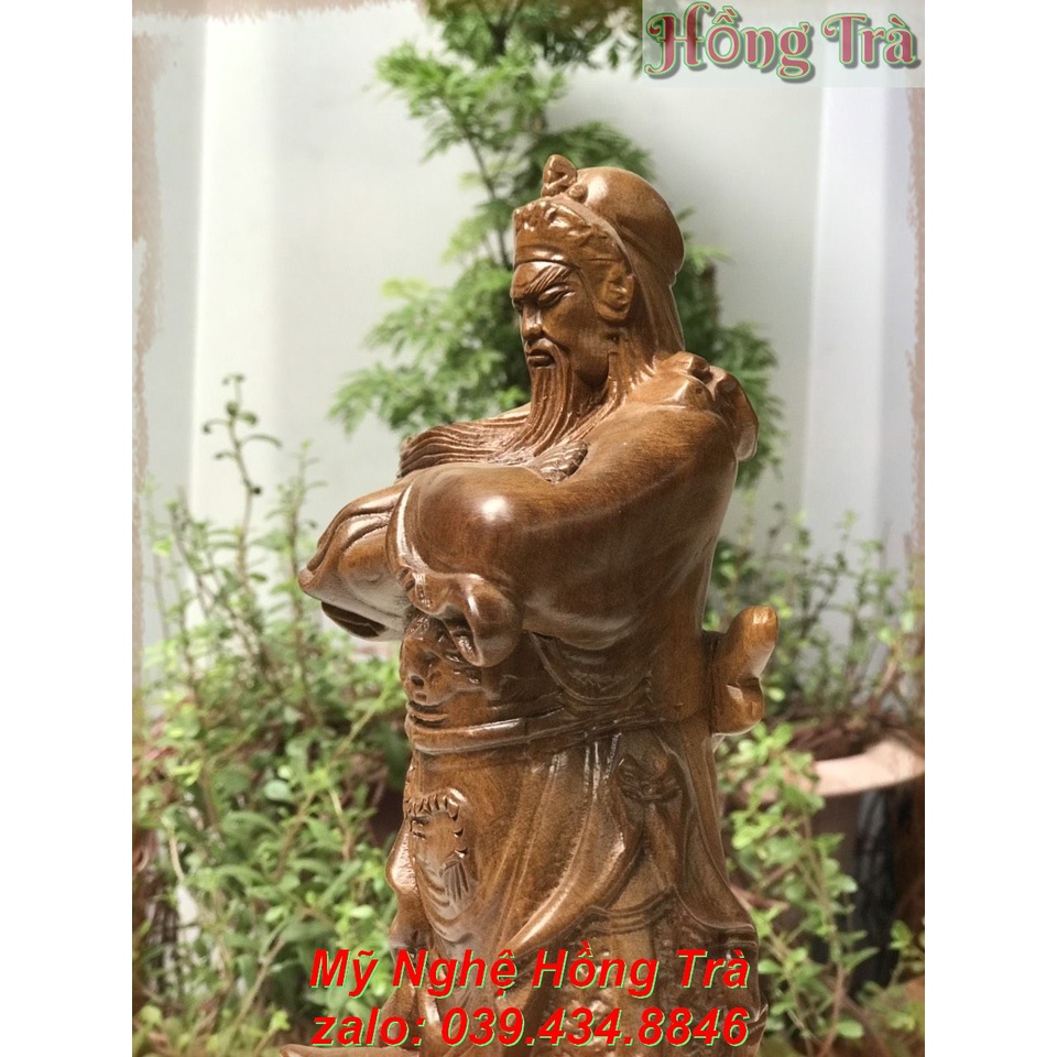 Tượng gỗ đẹp. Tượng Quan Công khoanh tay Trấn Ải gỗ Bách Xanh