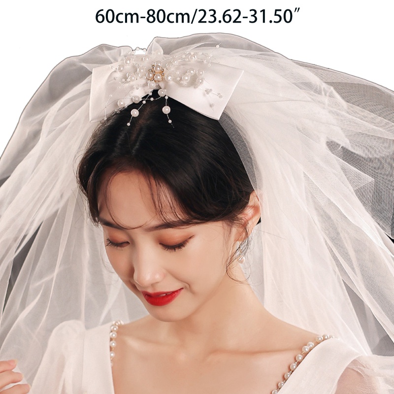 Dây Ruy Băng Voan Nhiều Lớp Đính Hạt Trang Trí Tóc Cho Cô Dâu