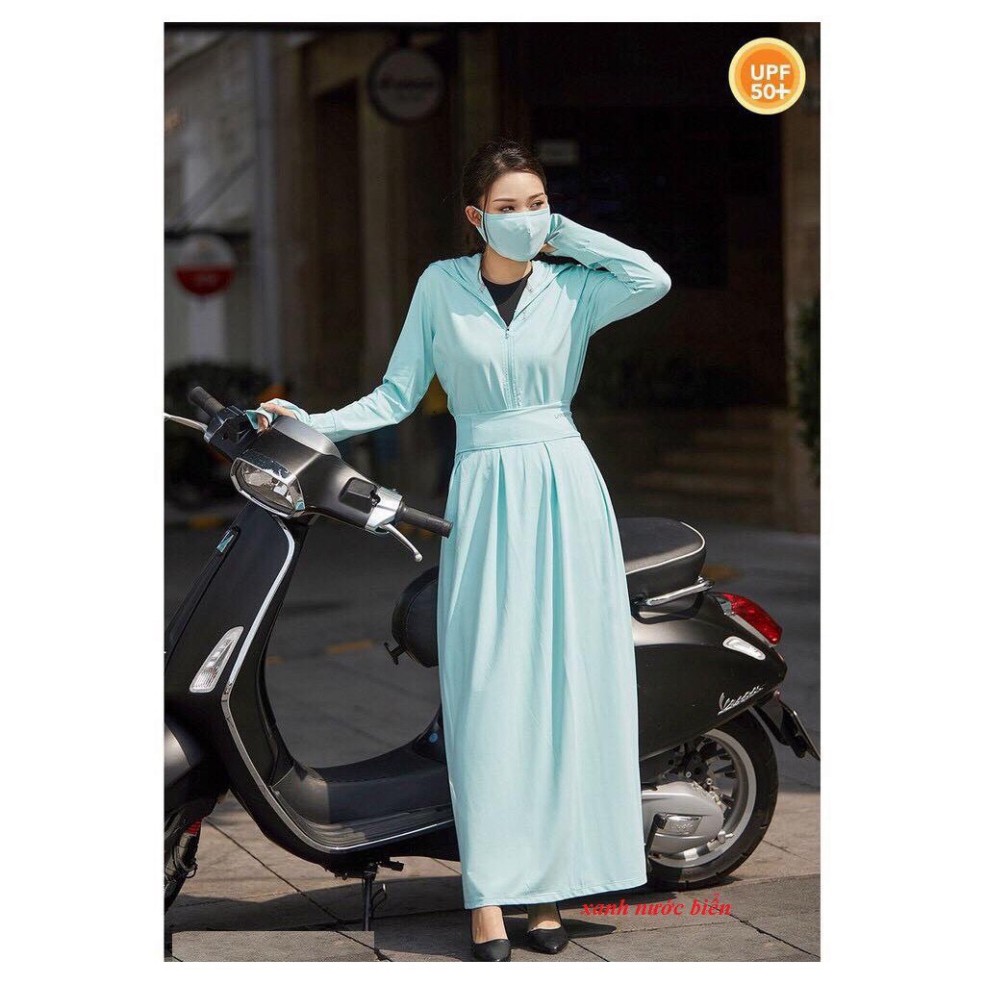 Áo Choàng Chống Nắng Nữ Thông Hơi Hai Lớp Hạt Xoàn Thắt Eo Mùa Hè