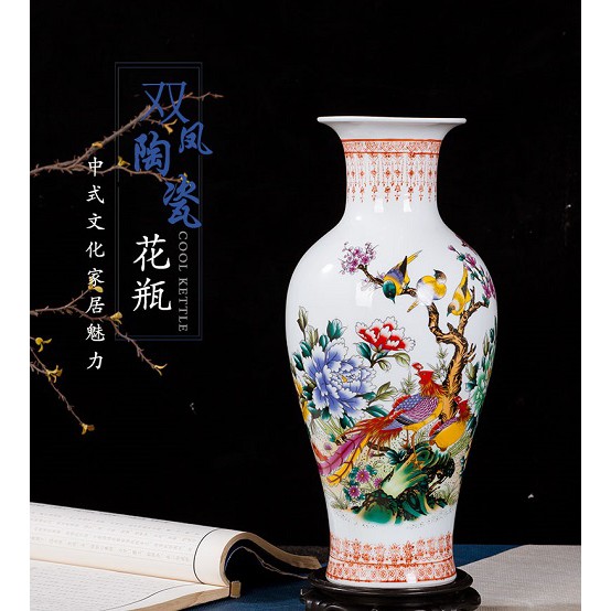 Bình hoa gốm sứ dài con chim