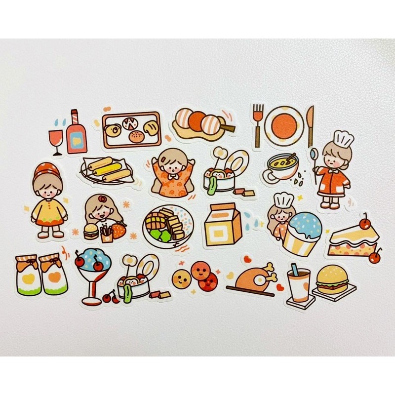 Túi 40 Sticker Cô Gái - Sticker Washi in Hình Cô Gái Dễ Thương