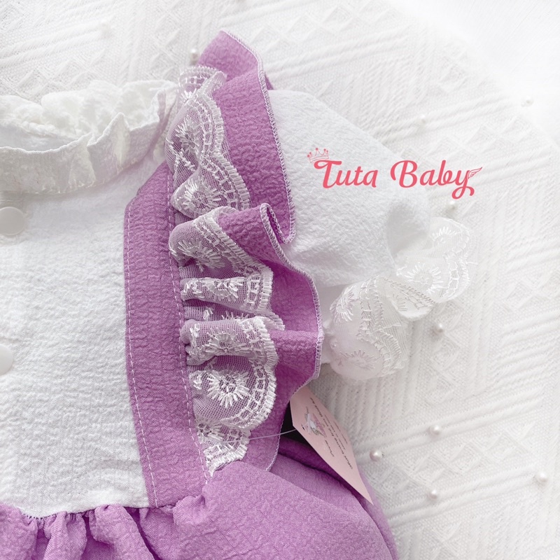Bodysuit Cho Bé Gái Liền Thân Từ 1 Đến 2 tuổi FREESHIP, Body Xốp Tím Bèo Cổ Xinh Xắn
