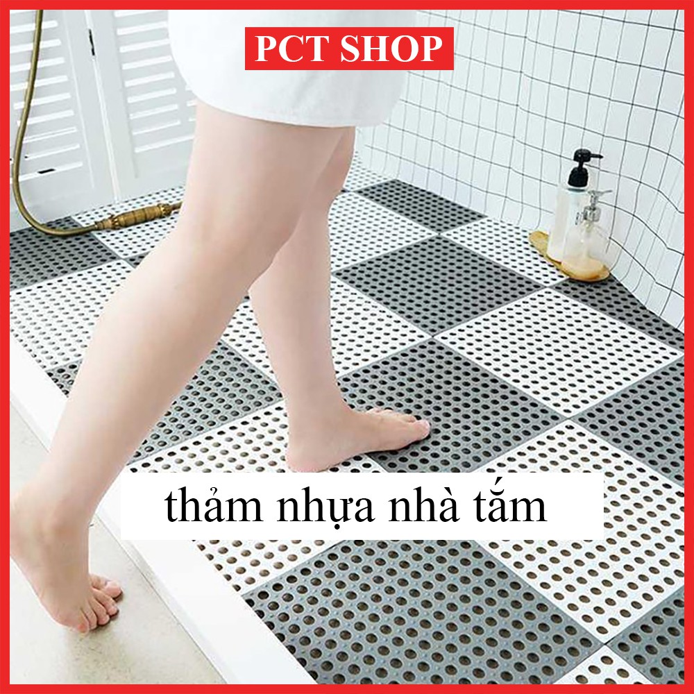 Miếng lót sàn nhà chống trơn trượt - thảm nhựa ghép lỗ tròn sàn nhà tắm, nhà vệ sinh, hồ bơi