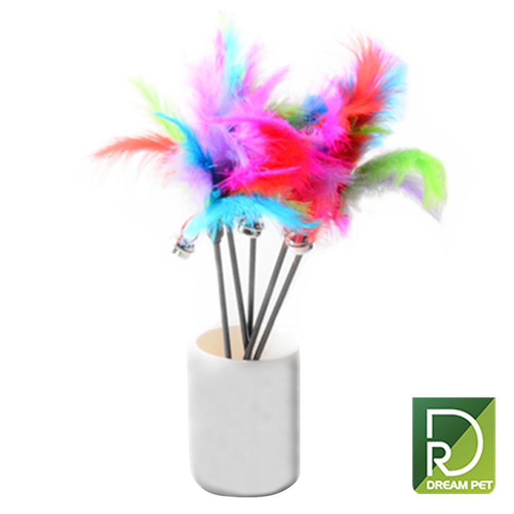 Đồ chơi cần câu mèo gắn lông vũ - Dreampet - Cần câu giải trí cho mèo