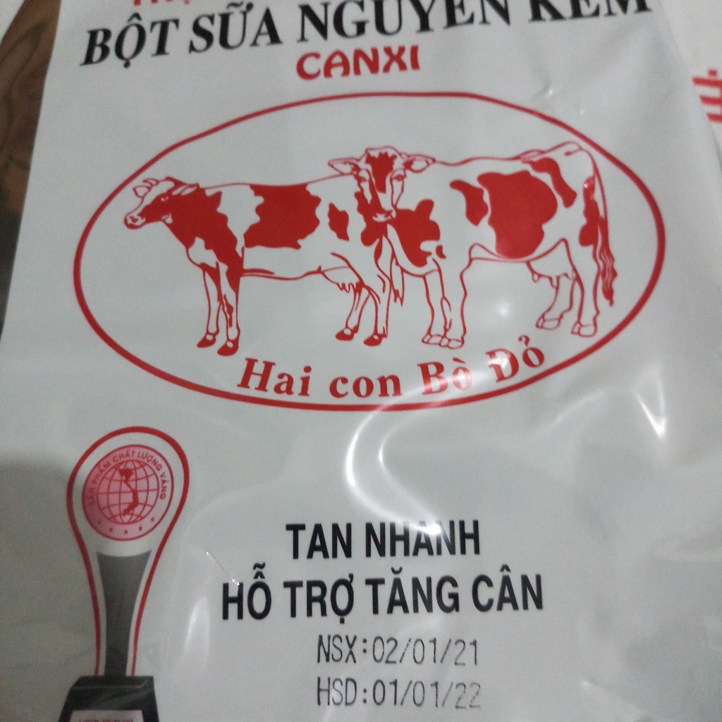 1 Thùng Sữa Bột Nguyên Kem Hai Con Bò Đỏ - Sữa bột nguyên kem CANXI, THỰC PHẨM DINH DƯƠNG