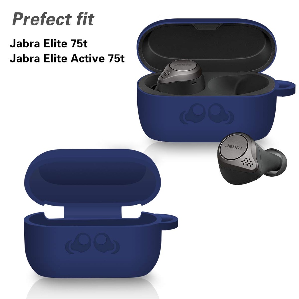Vỏ Bảo Vệ Hộp Sạc Tai Nghe Jabra Elite Active 75t Chất Liệu Silicon Mềm Có Móc Khóa