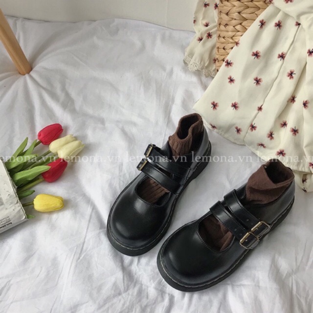 [SẴN 1 SỐ SIZE] Giày nữ ulzzang 2 quai da Hàn Quốc (FORM RỘNG ĐI LÙI 1 SIZE) | BigBuy360 - bigbuy360.vn