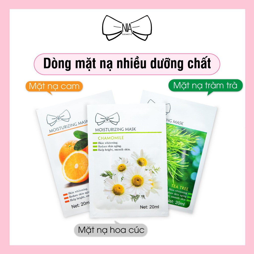 COMBO Mặt Nạ Dưỡng Da Từ Thiên Nhiên (Dòng nhiều dưỡng chất) - NIA Cosmetic 20ml - TẶNG BĂNG ĐÔ HÀN QUỐC